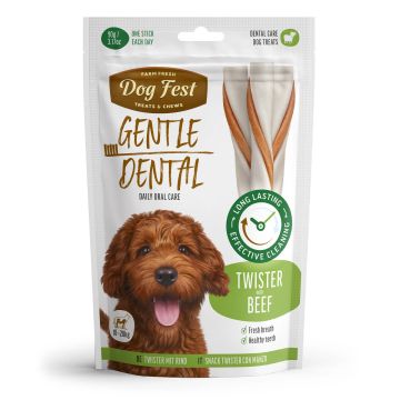 Dog Fest дентален Twister с говеждо за кучета от 10 до 20 кг 