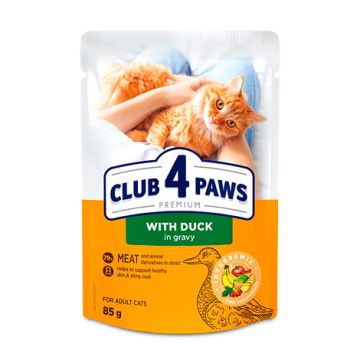 CLUB 4 PAWS POUCH DUCK IN GRAVY 85g – пауч за котки патица в сос грейви