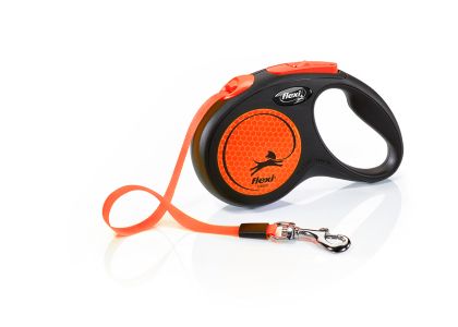 Автоматичен повод  flexi Classic Neon M  - 5м лента, до 25кг - светлоотразителен