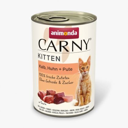Carny Kitten 400 гр - консервирана храна за малки котенца, телешко + пиле + пуйка
