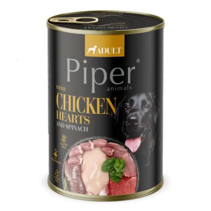 Piper® Adult 400гр -  с пилешки сърца, кафяв ориз и спанак за израснали кучета
