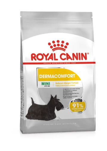 Royal Canin  MINI DERMA 1kg - Пълноценна суха храна за кучета от дребни породи над 10 месеца склонни към раздразнена и сърбяща кожа 
