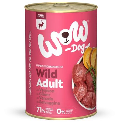 WOW Dog Adult 400гр - еленско с водорасли и сладък картоф 