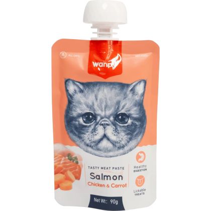 Wanpy Meat Paste cat 90гр - месна паста сьомга, пиле  и морков