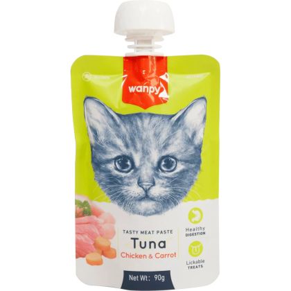 Wanpy Meat Paste cat 90гр - месна паста риба тон, пиле  и морков