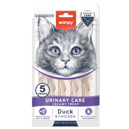 Wanpy Cat Urinary кремообразно лакомство  за проблеми с уринарния тракт, 5х14 г