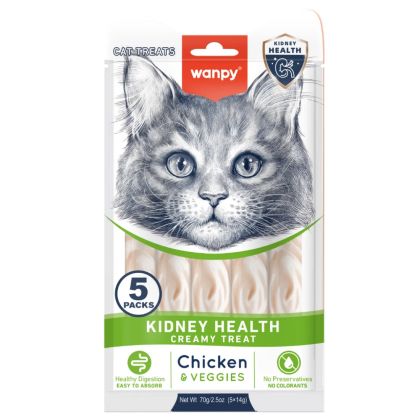 Wanpy Cat Kidney Health кремообразно лакомство за проблеми с бъбреците, 5х14 г