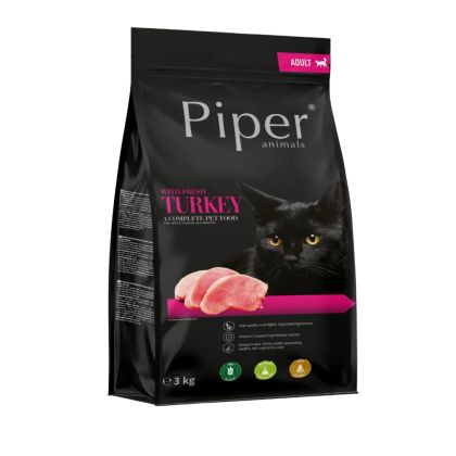 Piper® Cat Turkey  3кг - с прясно пуешко, 47% общо съдържание на месо