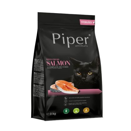 Piper® Cat Salmоn  3кг - с прясна сьомга ,  47% общо съдържание на месо