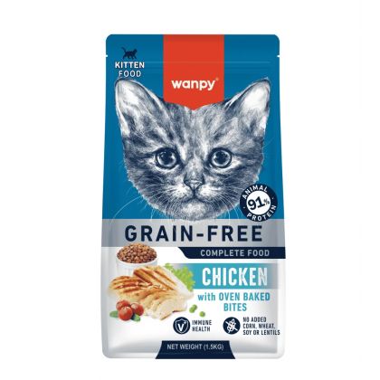 Wanpy Grain Free суха храна за малки котенца с пилешко, 1.5 кг