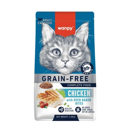 Wanpy Grain Free суха храна за котки с пилешко, 1.5 кг
