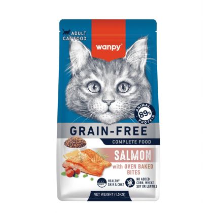 Wanpy Grain Free суха храна за котки със сьомга, 1.5 кг
