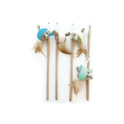 M-Pets - Mouse cat toy - Въдица Мишка, флуоресцираща, 35 см