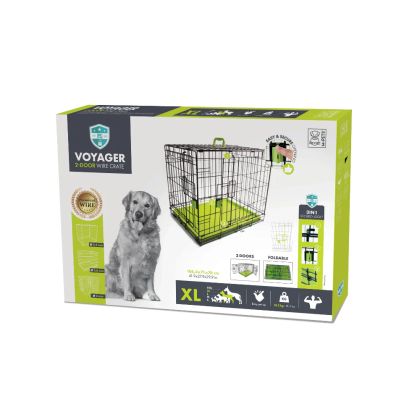 M-Pets - Voyager Wire Crate 2 doors Green - метална, сгъваема клетка със зелено дъно XL - 107 / 71 / 76, 2 врати
