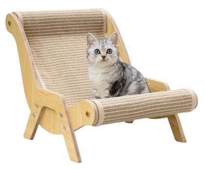 Kerbl Lounger Sundowner – Луксозен дървен шезлонг за котки и Драскало в едно 52 / 37 см
