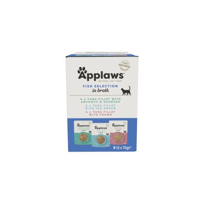 Applaws Fish in Broth Multipack 12x70g - Комбинирани паучове за котка с Риба