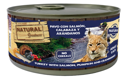 Natural Greatness Cat tin with Salmon and Turkey 185гр - консерва за котка със Сьомга и Пуйка с тиква и боровинки