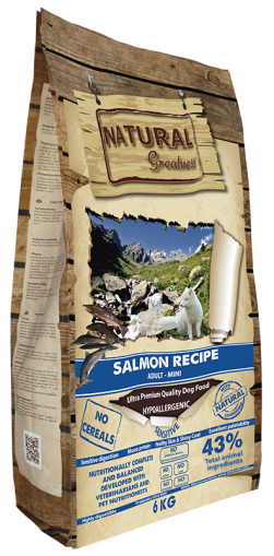 NATURAL Greatness Salmon Recipe Sensitive Adult Mini - Суха храна за израснали кучета от малки породи със Сьомга