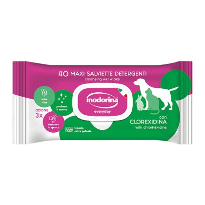 Inodorina Refresh 40бр- мокри кърпички за почистване на куче или котка Хлорхексидин