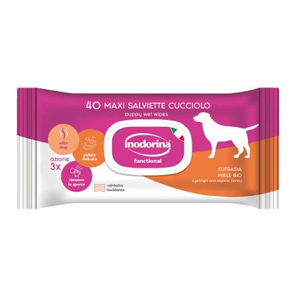 Inodorina Salviette cuccioli 40бр - Мокри кърпички за кученца, с мед и билки 