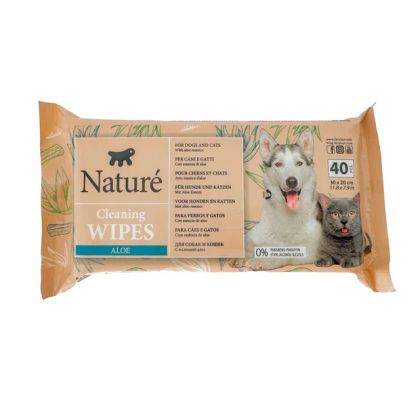 NATURÉ CLEANING WIPES ALOE 40бр - Почистващи кърпички за кучета и котки с алое