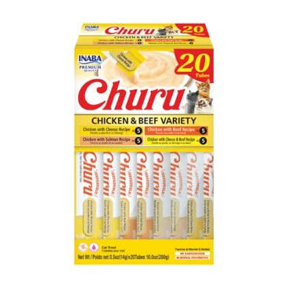 Inaba Churu Varieties - Лакомство за котка нежен крем с комбинации от Пиле и Телешко 20 бр - 4 вида х 5 бр