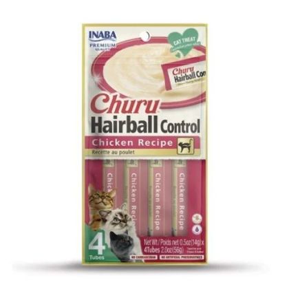 Inaba Churu Hairball Control Chicken Recipe - Кремообразно лакомство за котка с пилешко месо подпомагащо контрола на космените топки 4бр