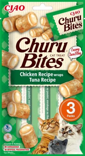 Inaba Churu Bites Chicken Recipe wraps Tuna - Лакомство за котка пилешко руло с крем от риба тон 3 бр