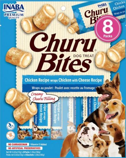 Inaba - Churu Bites - Лакомство за кучета джобчета с мек пълнеж с пиле и сирене 8бр х 12гр