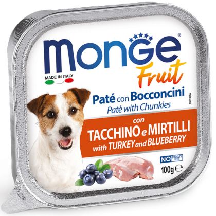 MONGE FRUIT Turkey & Blueberries 100g – терин с пуешко и боровинка