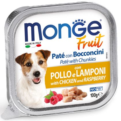 MONGE FRUIT Chicken & Raspberries 100g – терин с пилешко и малина