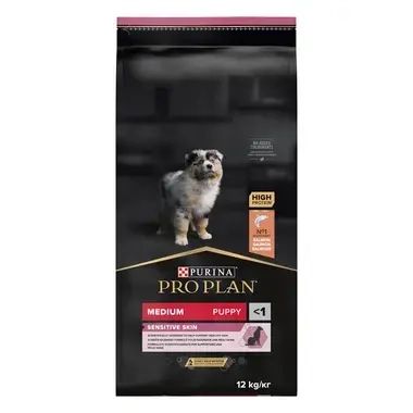 PURINA® PRO PLAN® Dog Medium Puppy SENSITIVE SKIN за малки кученца от средни породи с чувствителна кожа, суха храна, Iс високо съдържание на сьомга