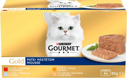 Gourmet Gold 4х 85g пастет - говеждо, пуйка, дроб, риба тон