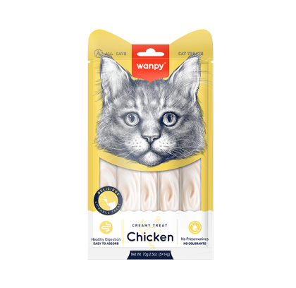 Wanpy Cat кремообразно лакомство за котки с пиле 5 х 14 г