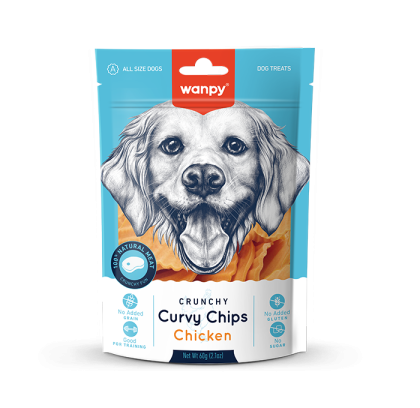 Wanpy Curvy Chips - лакомство за кучета, чипс с пилешко месо, 60 г
