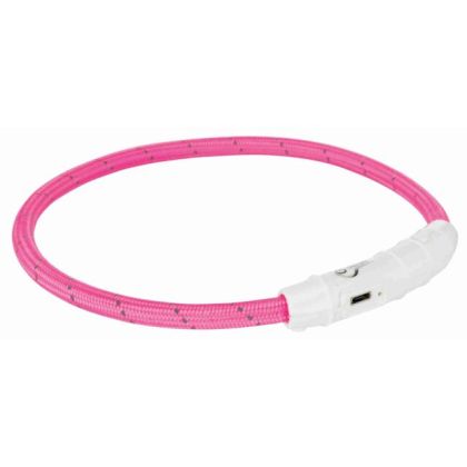 Trixie Нашийник Светещ USB nylon L-XL 65 SM/7MM PINK