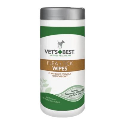 Vet`s Best Flea&Tick Wipes кърпички за куче срещу бълхи и кърлежи, 50 бр