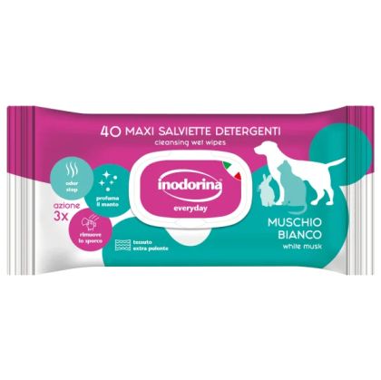 Inodorina Refresh 110бр - Мокри кърпички за куче или котка с бял мускус 