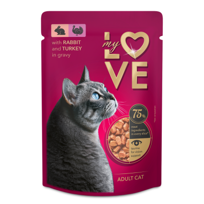 MY LOVE POUCH WITH RABBIT AND TURKEY IN GRAVY 0.085 – Пауч за котки със заек и пуйка в сос грейви
