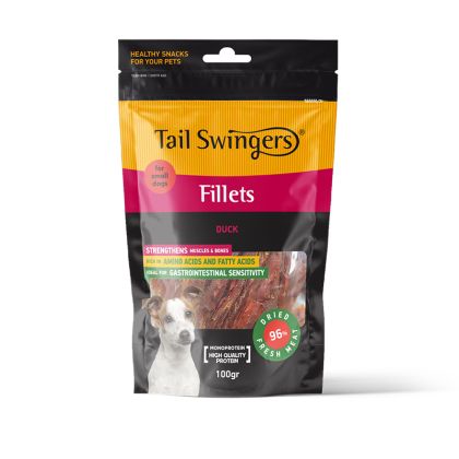 TAIL SWINGERS Soft Duck Fillets Slices – small bites for small dogs - 100гр патешко филе на ленти за малки породи