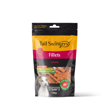 TAIL SWINGERS Soft Chicken Fillets Slices – small bites for small dogs - 100гр пилешки ленти за малки породи