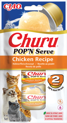 Inaba Churu POP’N SERVE Chicken Recipe – меко желе лакомство за котки с пиле 2 x 35гр