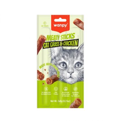 Wanpy cat meat sticks 3бр саламени пръчици с пиле и котешка трева