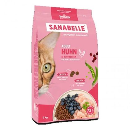 Sanabelle Adult 2кг - суха храна за котки с пилешко и боровинки