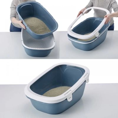Savic Тоалетна Simba Sift два съда + решетка, с борд, за едри породи котки, 64 х 46 х 31см