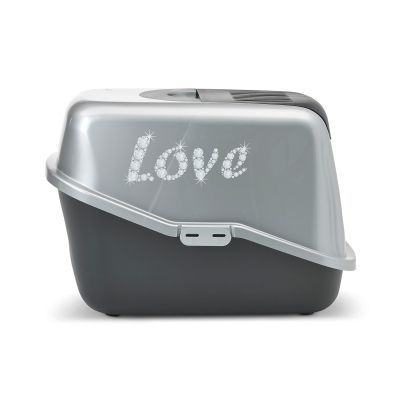 котешка тоалетна къща " Nestor Impresion Love"  58х39х38.5, сребро/черно, с филтър, вратичка, капак за почистване