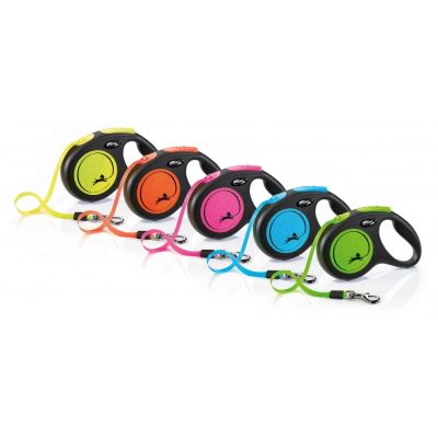 Автоматичен повод  flexi Classic Neon S  - 5м лента, до 15кг - светлоотразителен