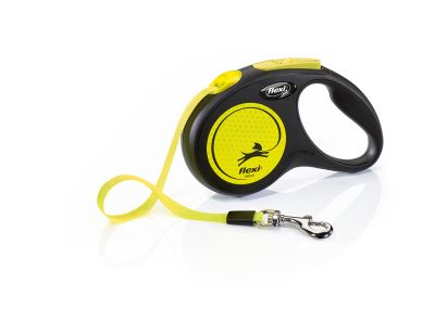 Автоматичен повод  flexi Classic Neon M  - 5м лента, до 25кг - светлоотразителен