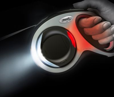 LED оветление за повод  flexi  черно  -  бяла и червена светлина