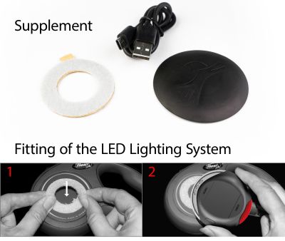 LED оветление за повод  flexi  черно  -  бяла и червена светлина